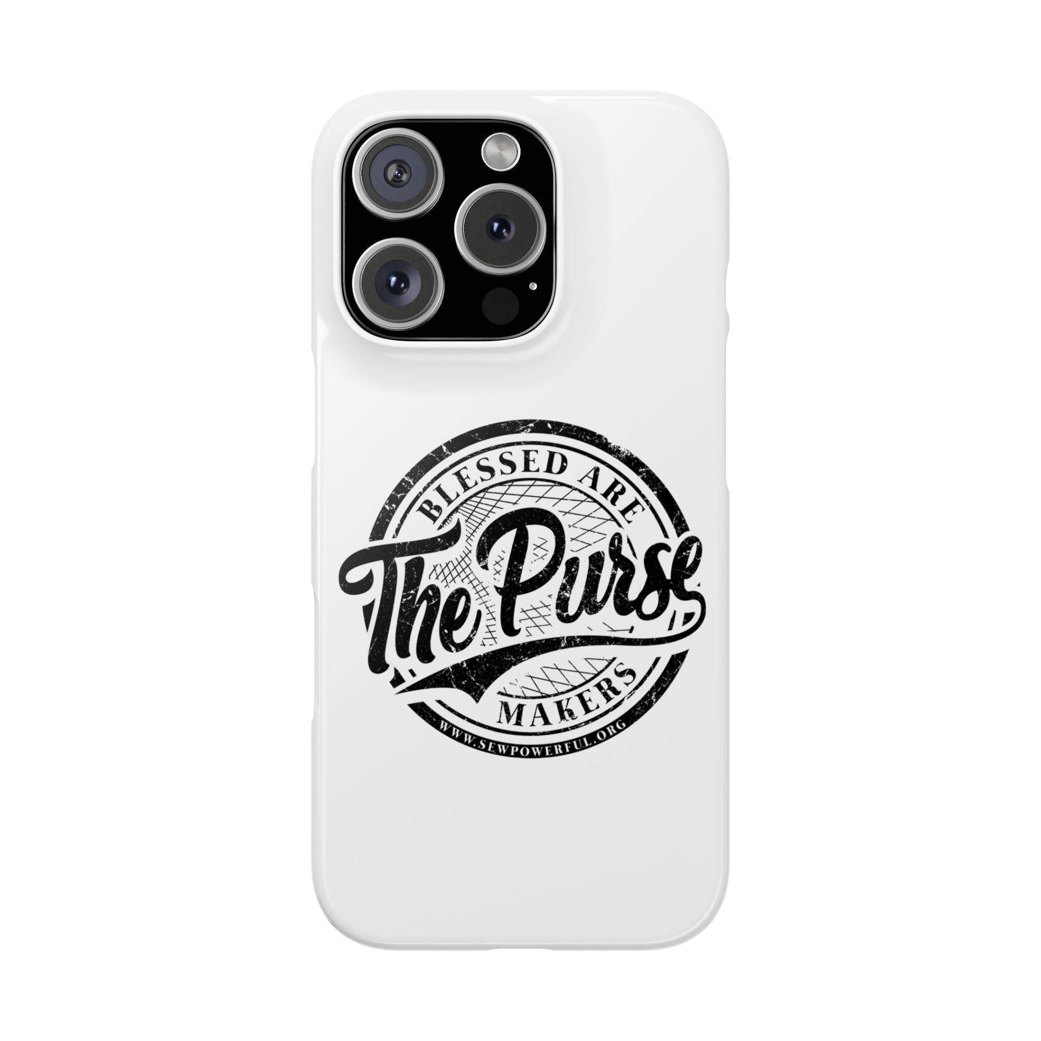 Slim Phone Case — "Blessed Are The Purse Makers" Vintage Script Phone Cover