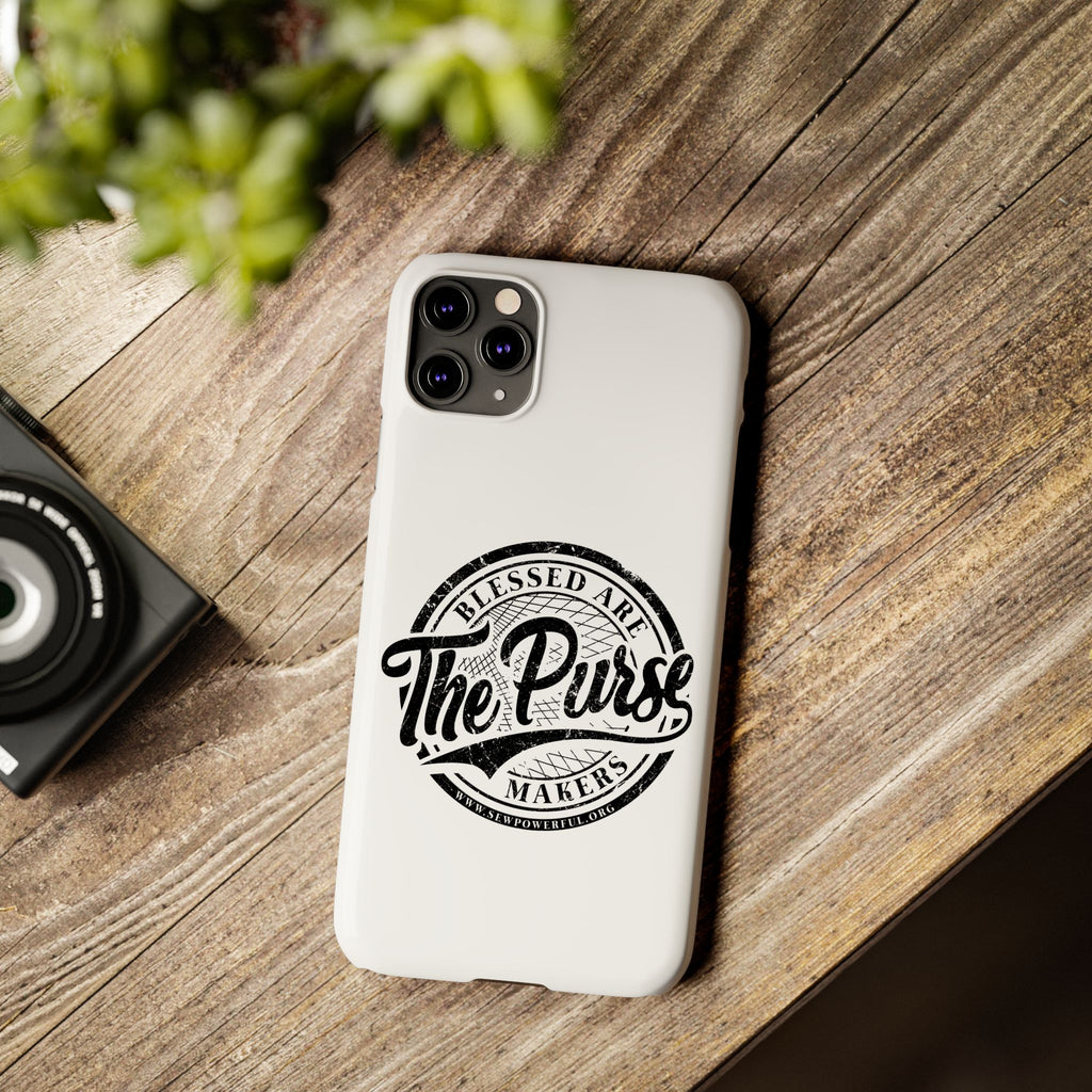 Slim Phone Case — "Blessed Are The Purse Makers" Vintage Script Phone Cover