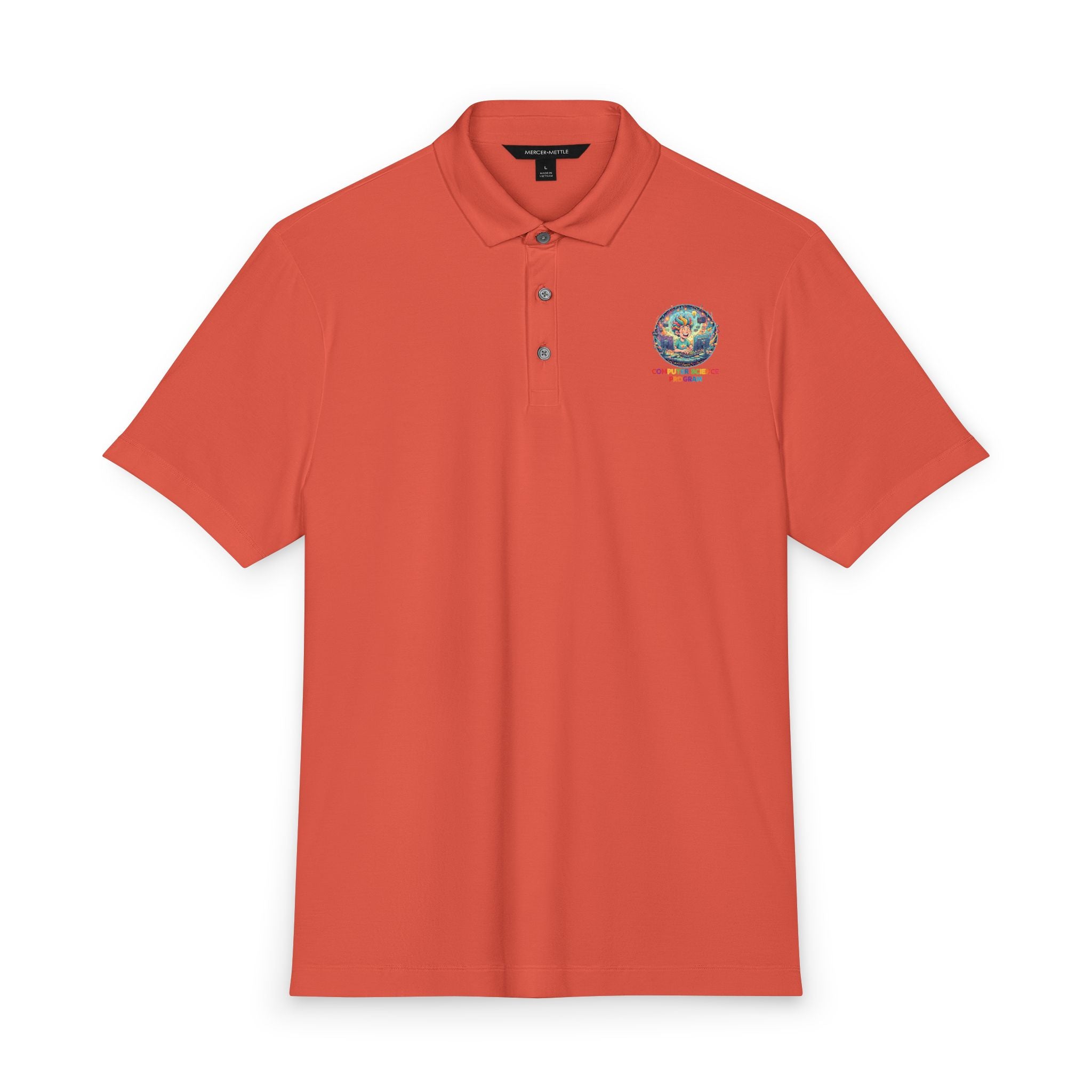 Computer Science Polo — Classic White Men's Stretch Jersey