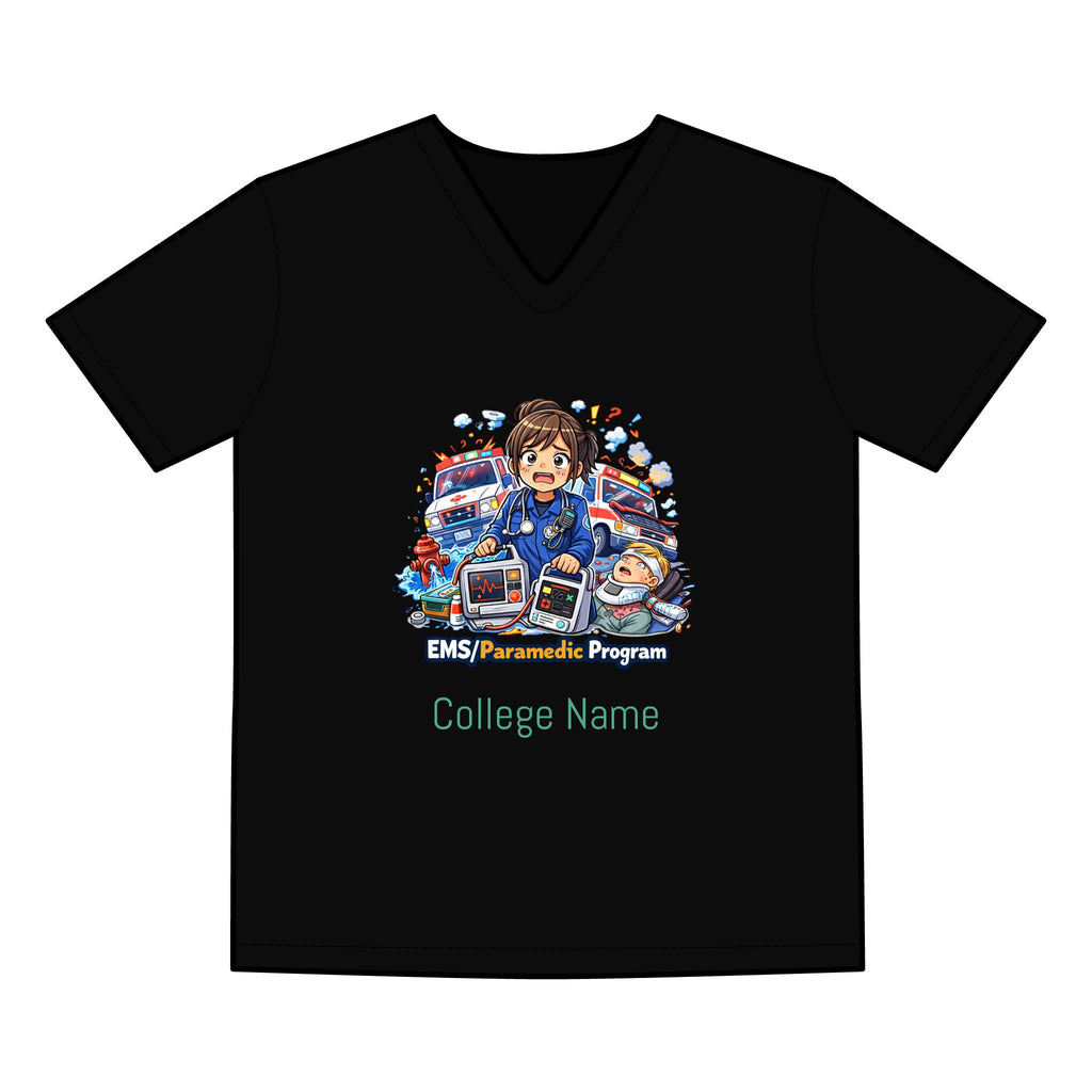 EMS Paramedic Program V‑Neck Tee — Cute Cartoon Medic Design