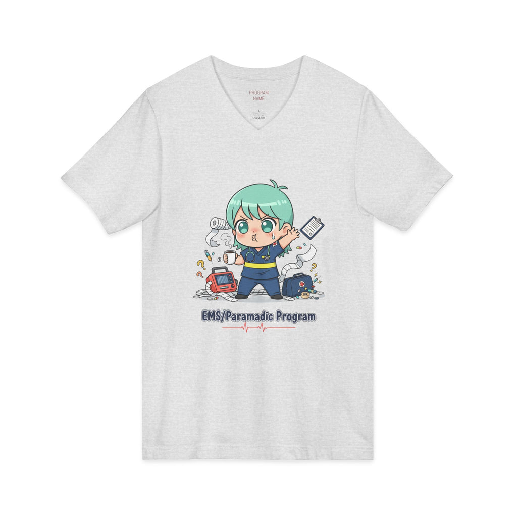 Paramedic EMS Anime V-Neck Tee — Cute EMT Program Shirt (Custom College Name)