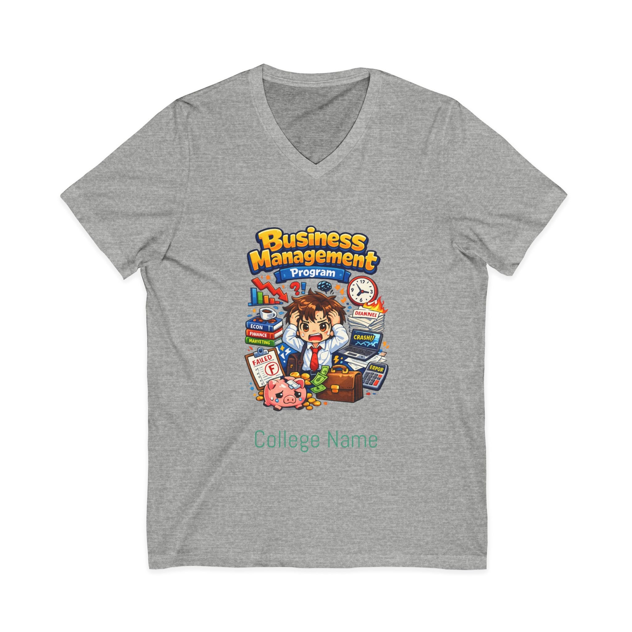 Business Management Program V-Neck Tee — College Student Career Prep Shirt