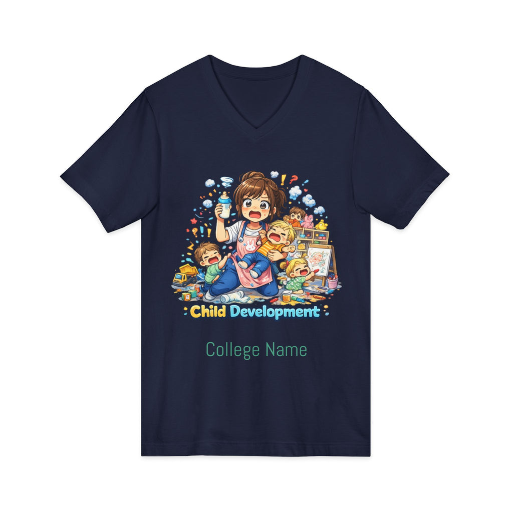 Child Development V-Neck Tee — Cute Teacher & Student Illustration