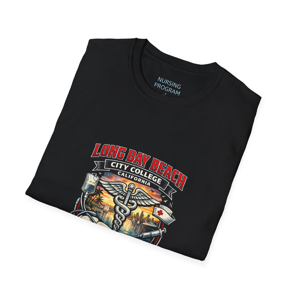 Long Beach City College Nursing Program T-Shirt — Caduceus Skull Patch Design