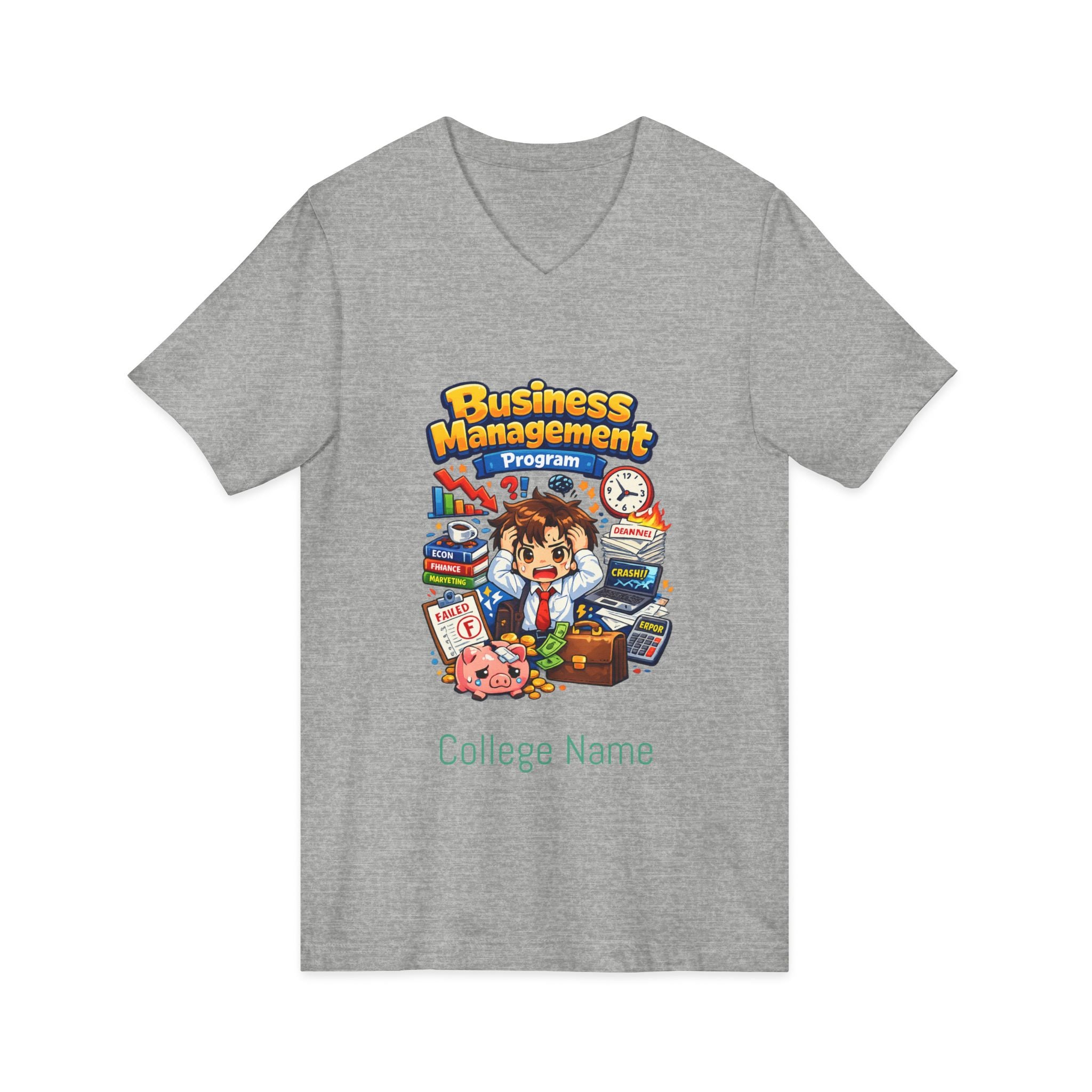 Business Management Program V-Neck Tee — College Student Career Prep Shirt