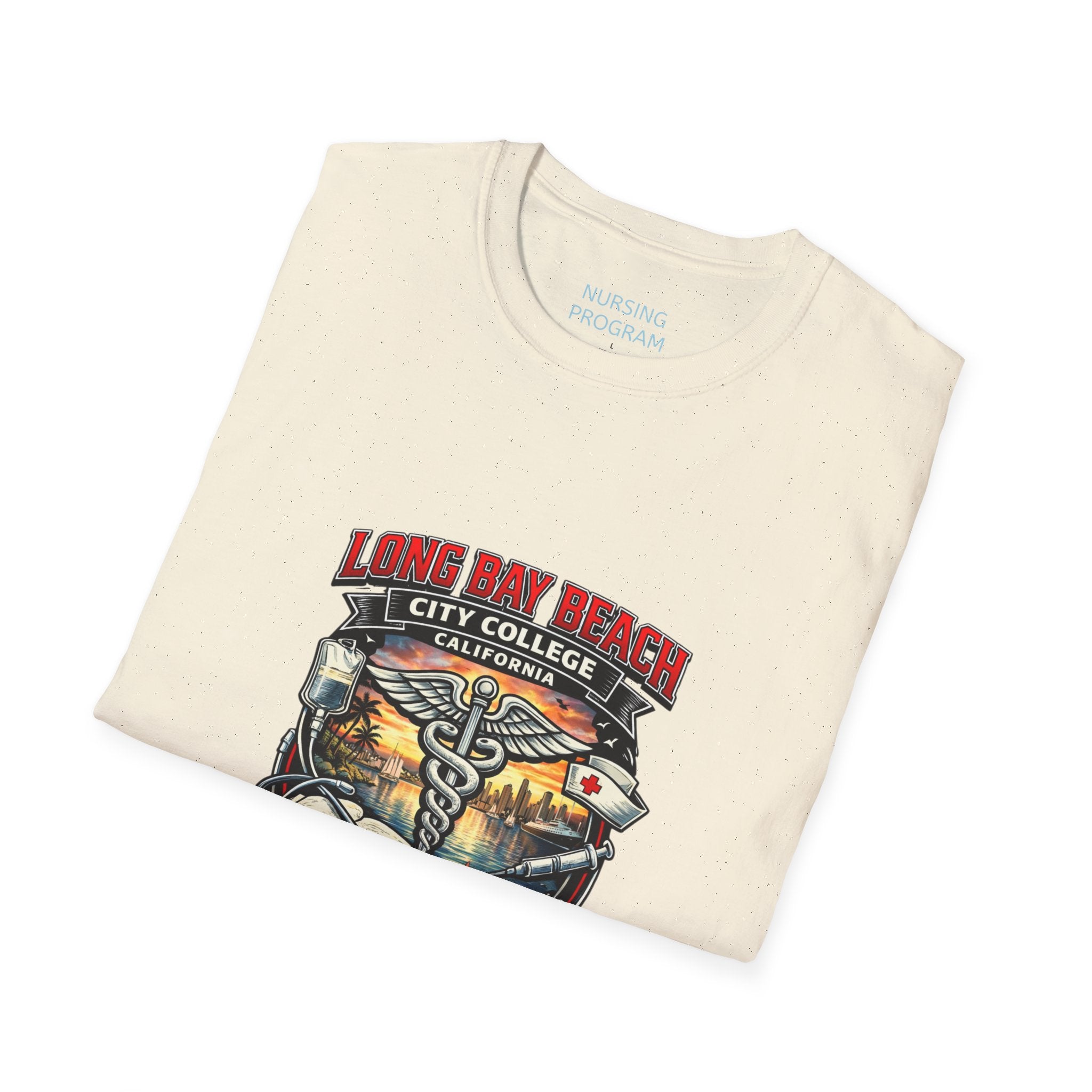 Long Beach City College Nursing Program T-Shirt — Caduceus Skull Patch Design
