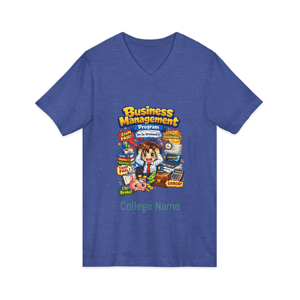 Business Management College T‑Shirt - Cute Study Cartoon V‑Neck Tee