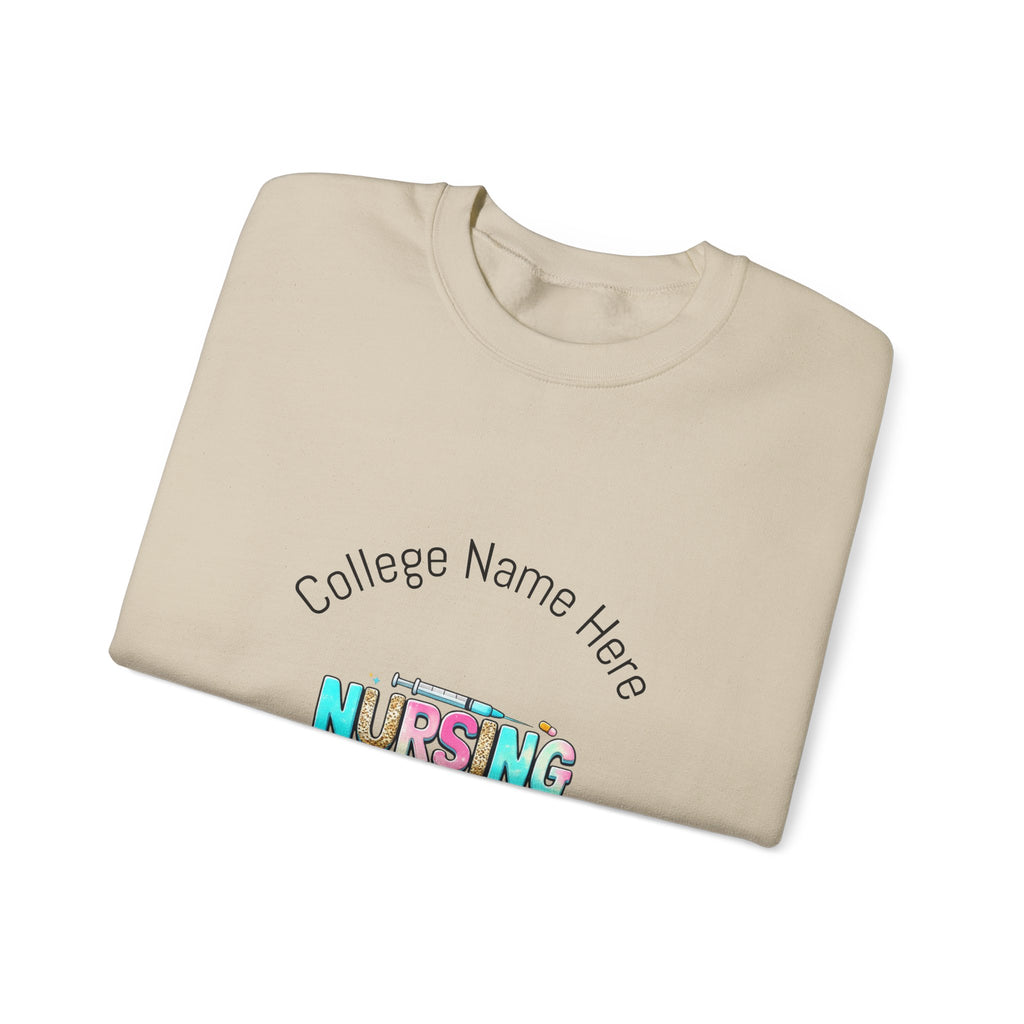 Nursing Student Crewneck Sweatshirt — "Nursing Student" Cute Medical Design (Custom College Name)