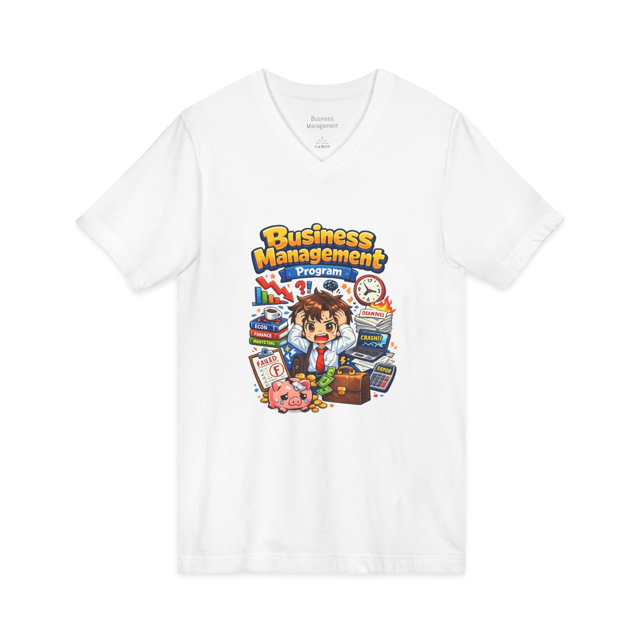 Business Management Program V-Neck Tee — College Student Career Prep Shirt