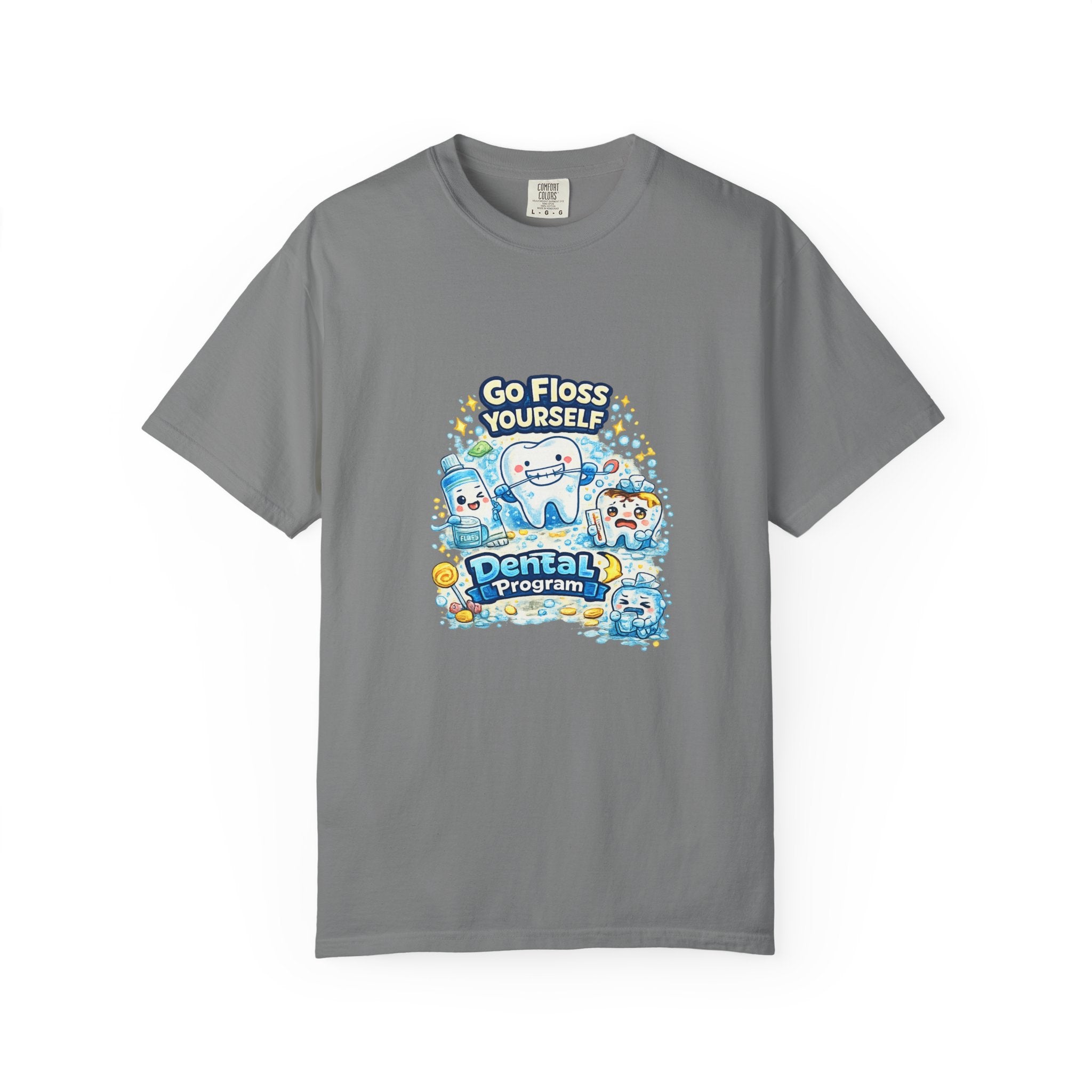 Go Floss Yourself Dental Program T-Shirt — Cute Tooth Cartoon Tee for Dental Students & Kids