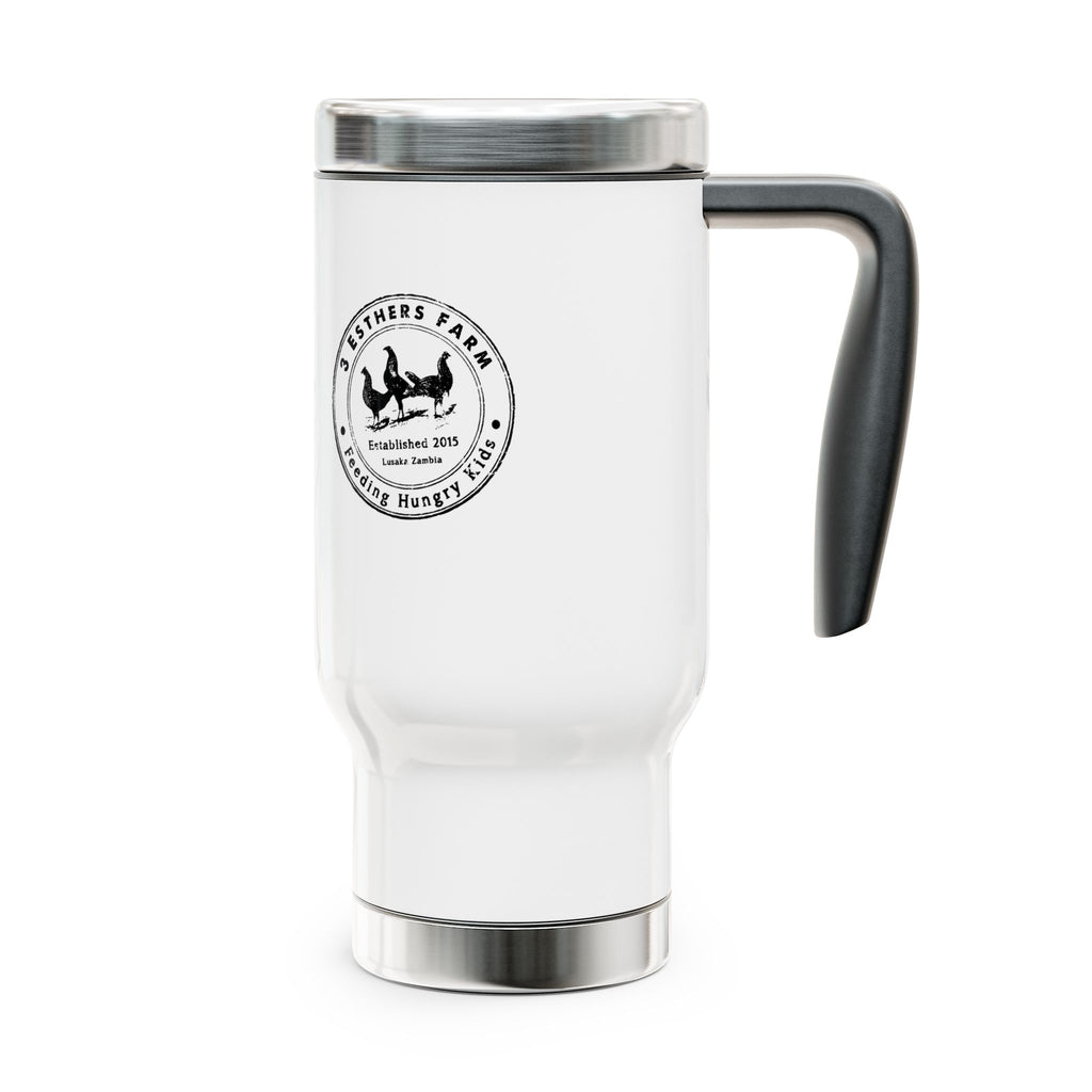 Farmhouse Travel Mug 14oz — "Esthers Farm" Rustic Logo Stainless Steel Tumbler with Handle
