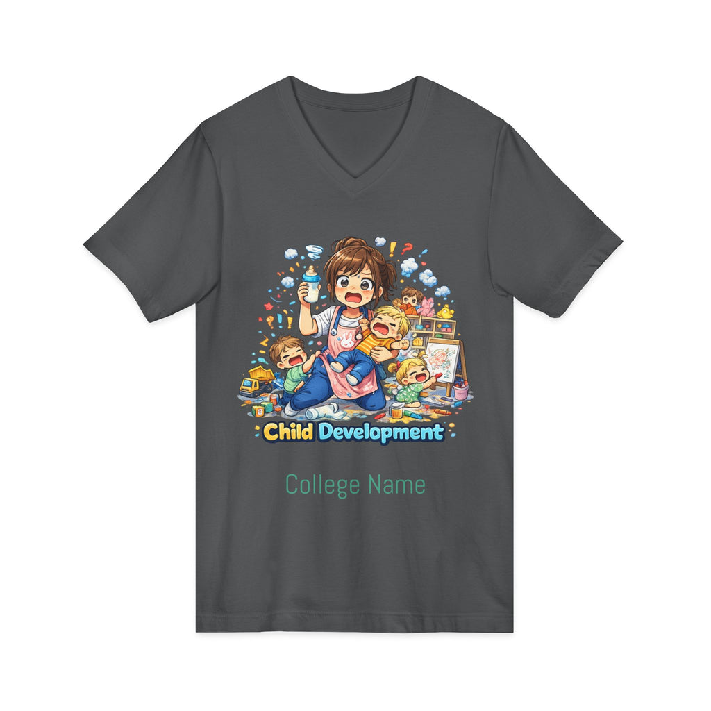 Child Development V-Neck Tee — Cute Teacher & Student Illustration