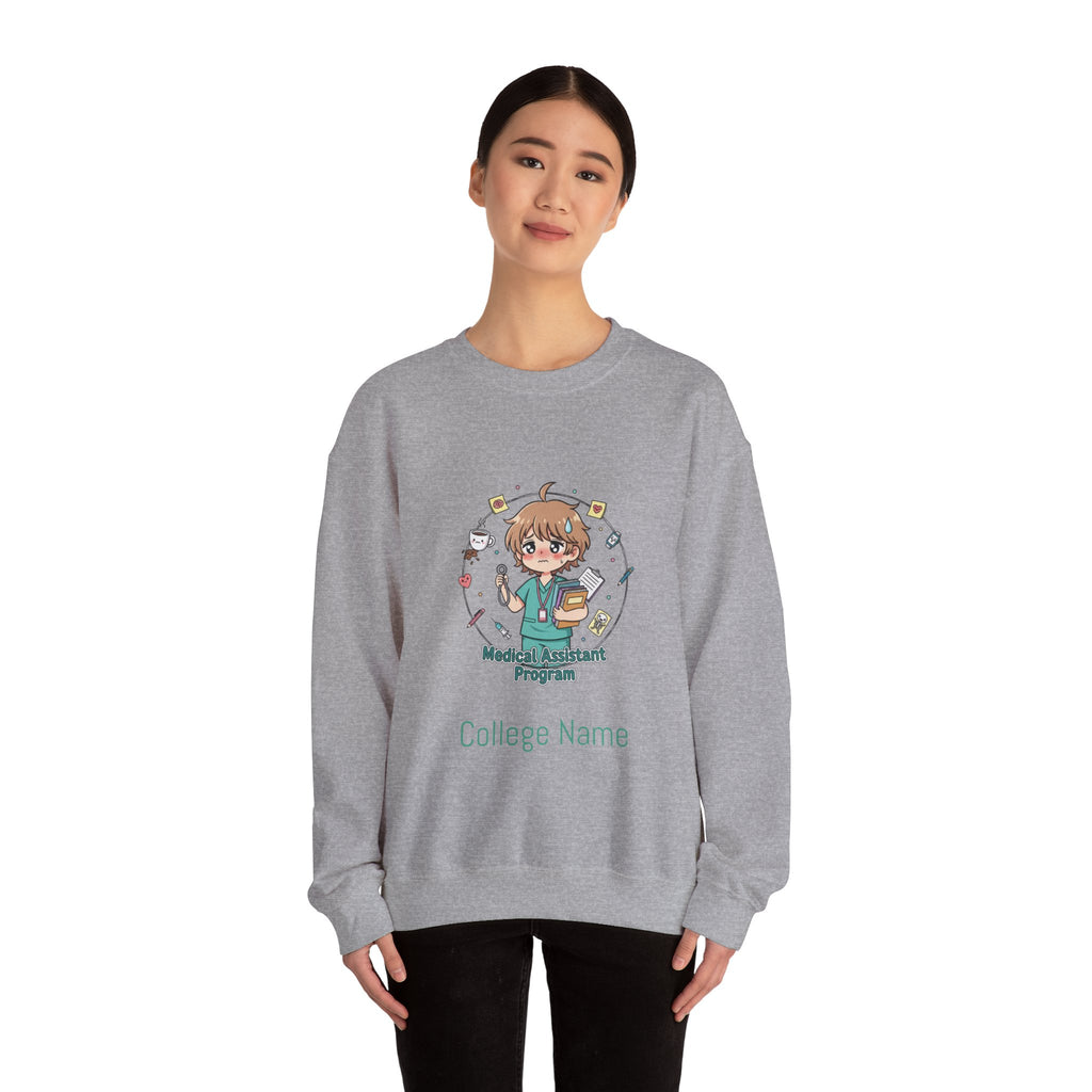 Medical Assistant Program Crewneck Sweatshirt — Cute Anime Student Design