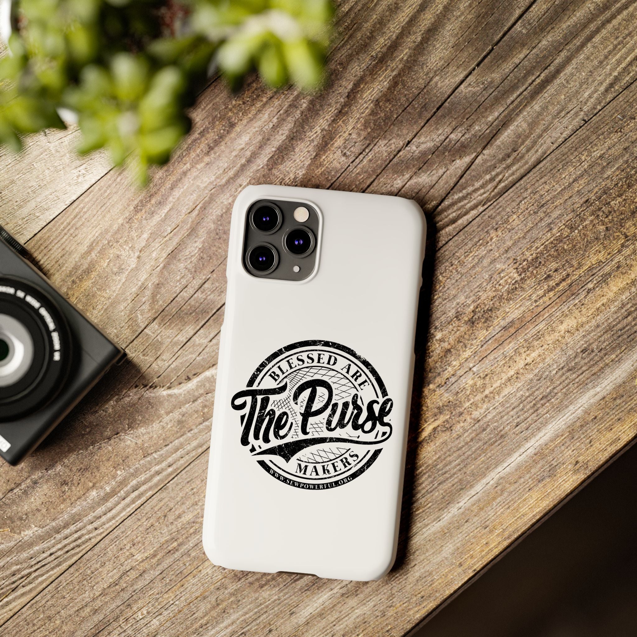 Slim Phone Case — "Blessed Are The Purse Makers" Vintage Script Phone Cover