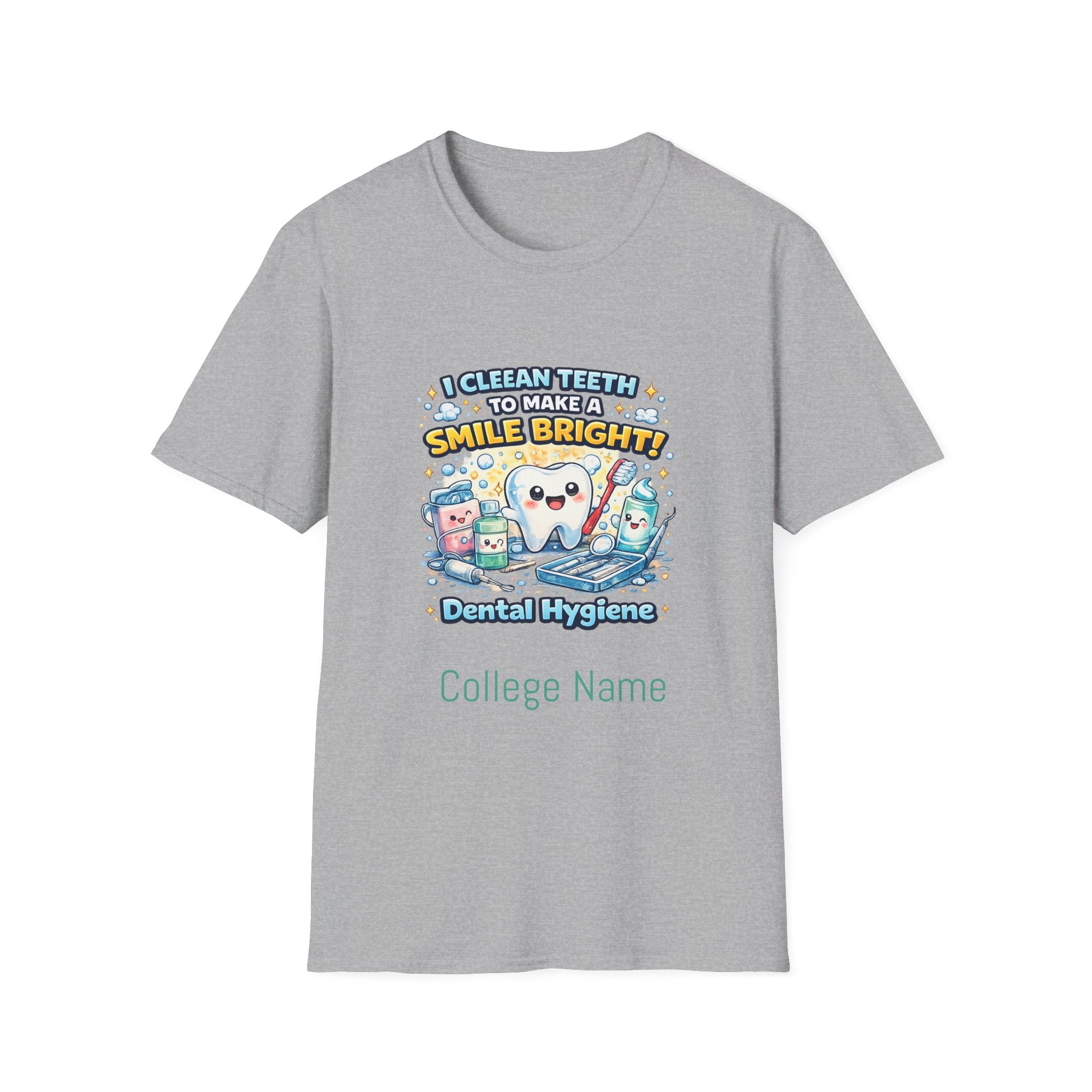 Dental Hygiene T-Shirt — "I Clean Teeth to Make a Smile Bright" Cute Tooth Graphic