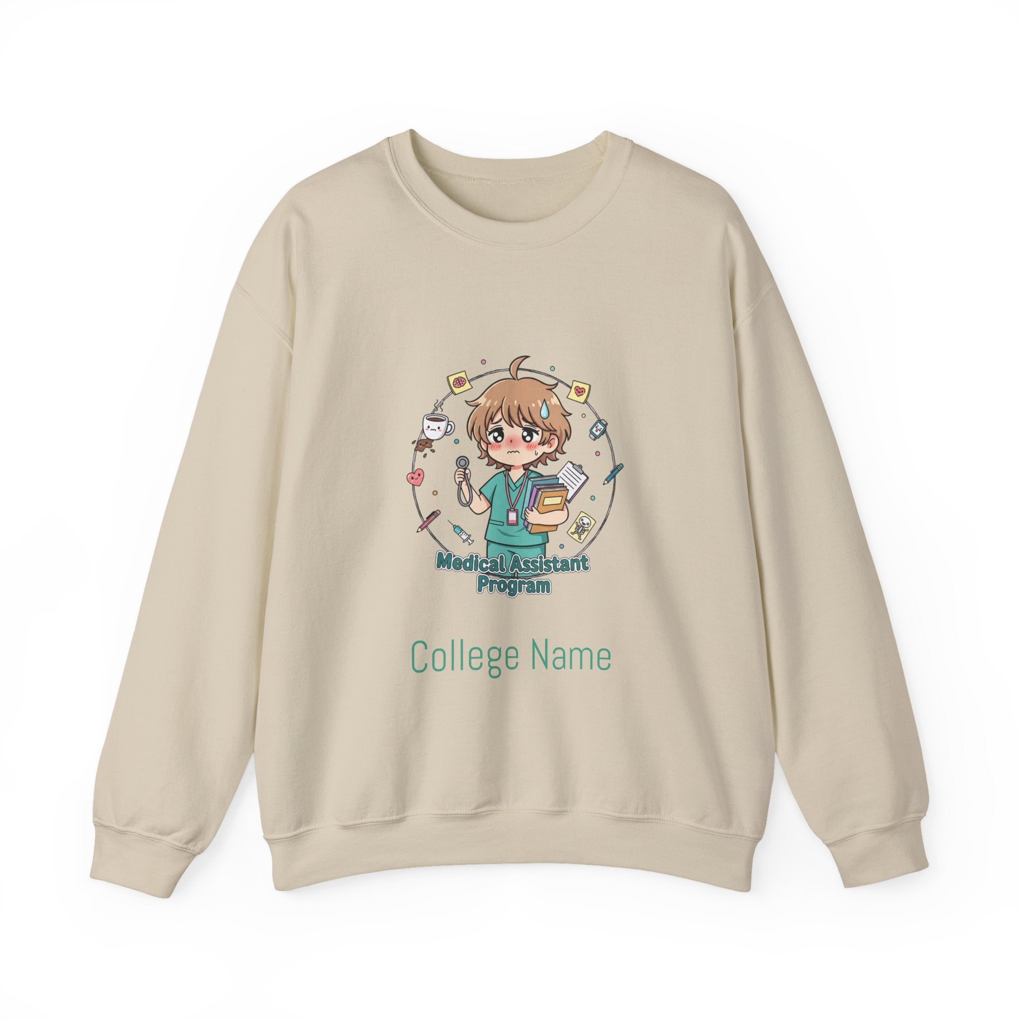 Medical Assistant Program Crewneck Sweatshirt — Cute Anime Student Design