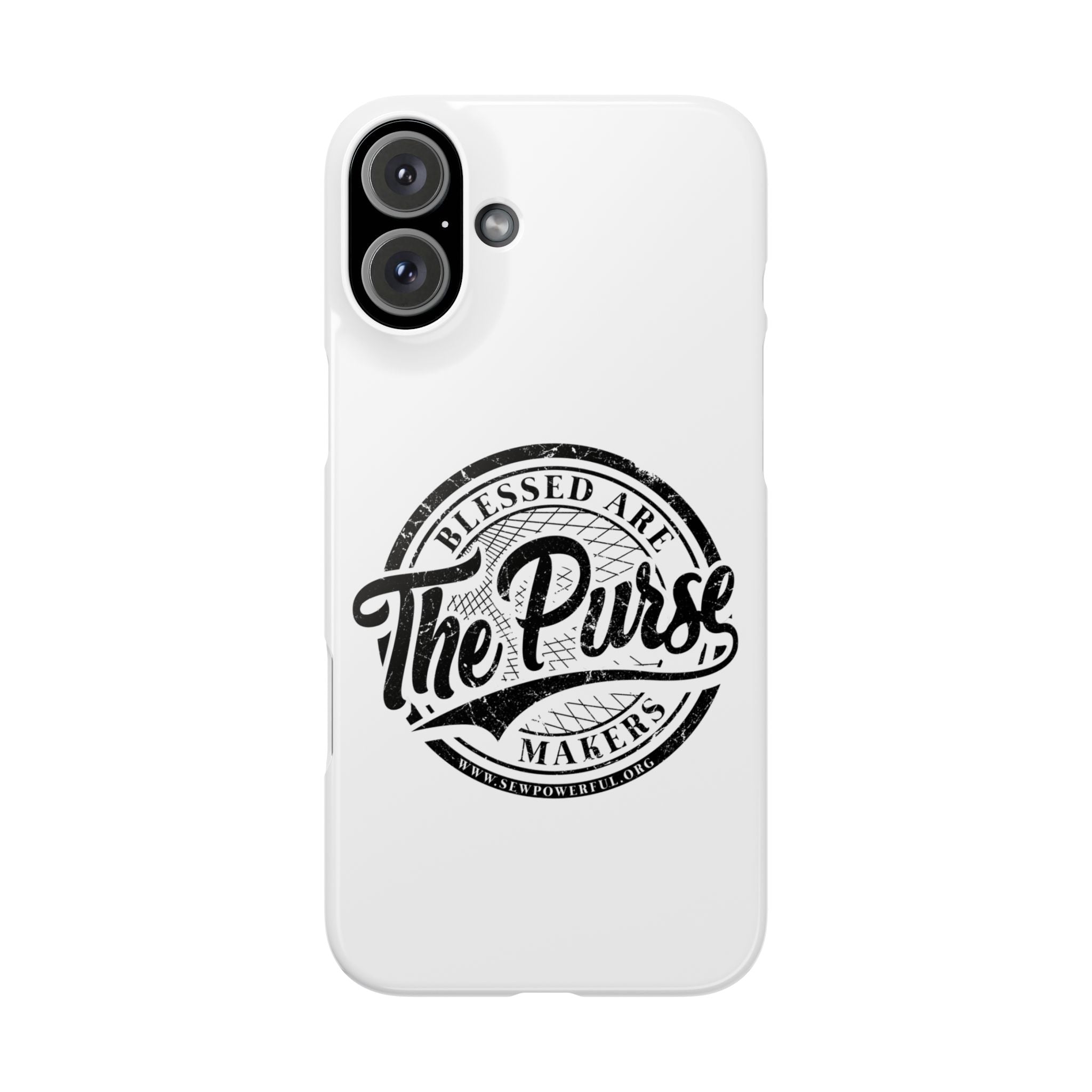 Slim Phone Case — "Blessed Are The Purse Makers" Vintage Script Phone Cover