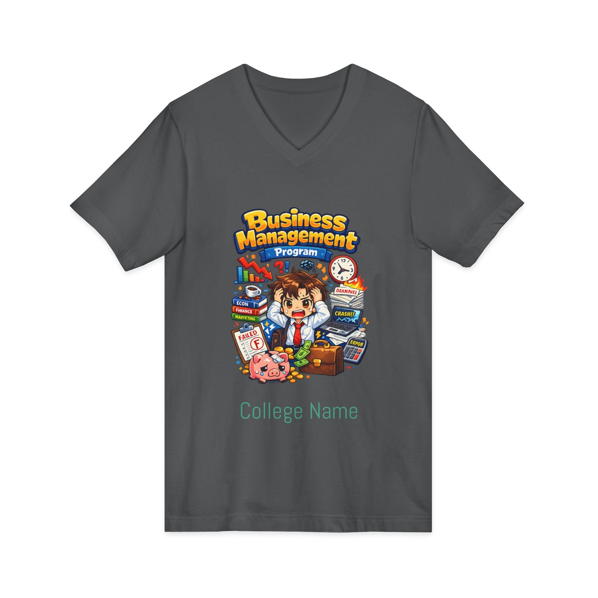 Business Management Program V-Neck Tee — College Student Career Prep Shirt