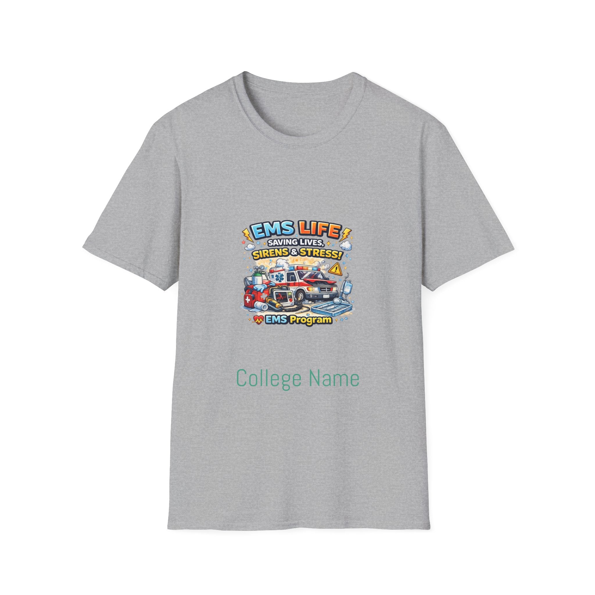 EMS Life T-Shirt – Emergency Medical Services Ambulance Graphic Tee (Customize College Name)